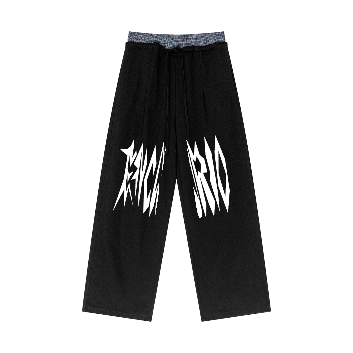 Plaid Contrast Waist Pants